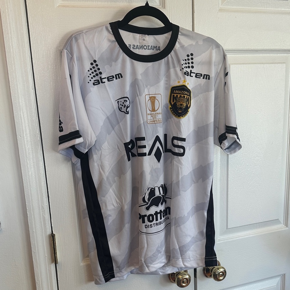 White and Black Graphic Soccer Jersey